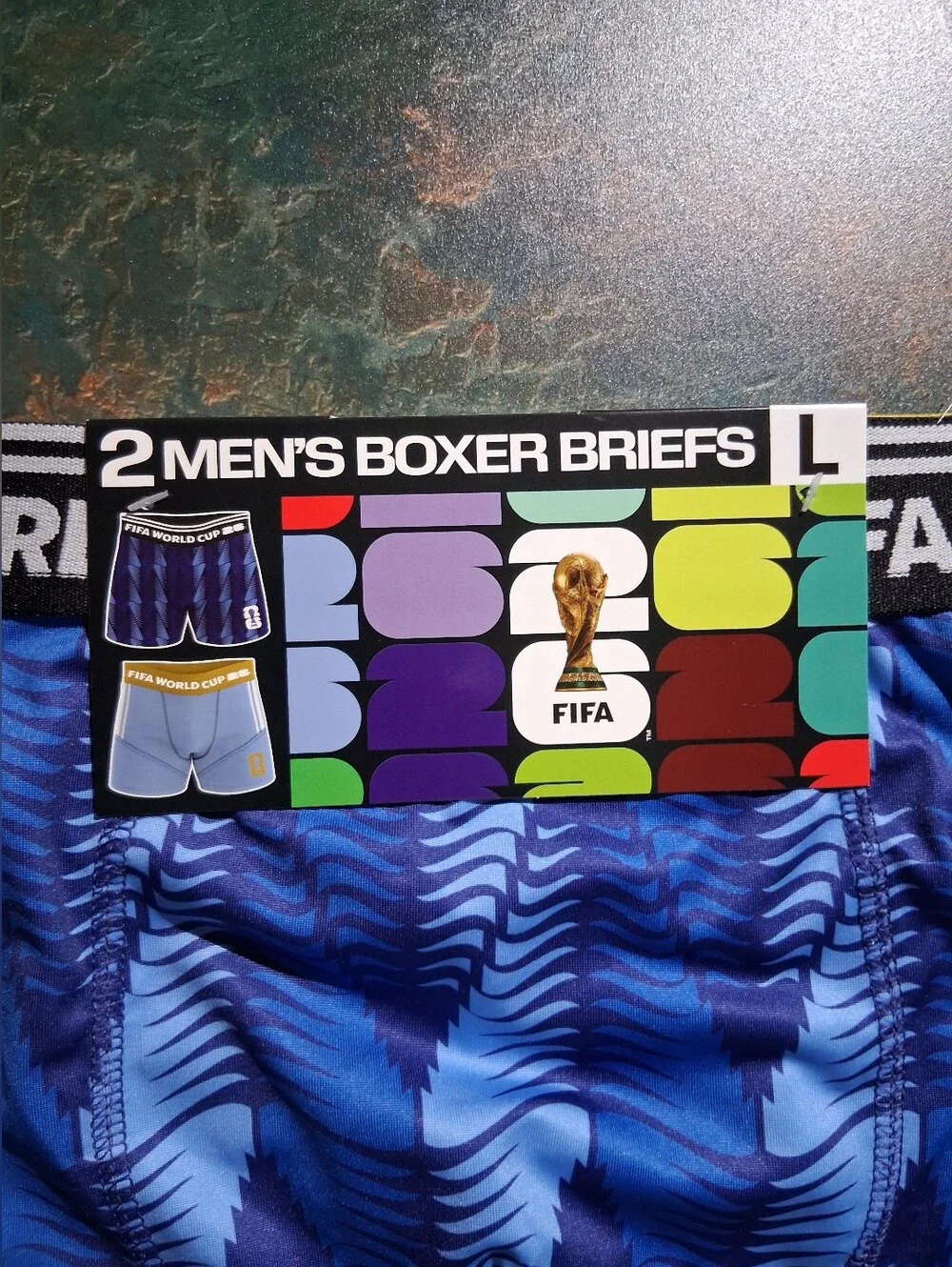 FIFA World Cup Men's Blue Performance Boxer Briefs - L
